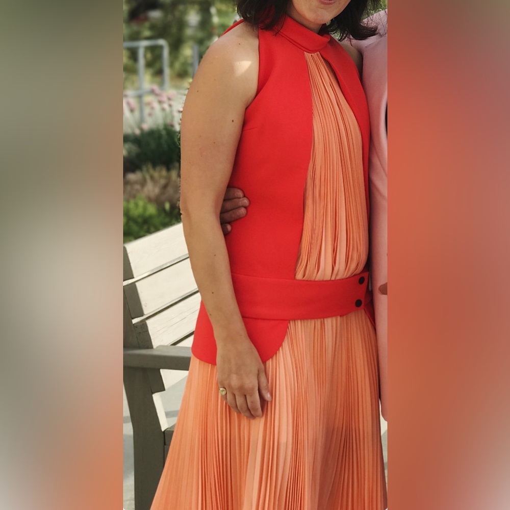 Victoria Victoria Beckham coral knife pleat dress